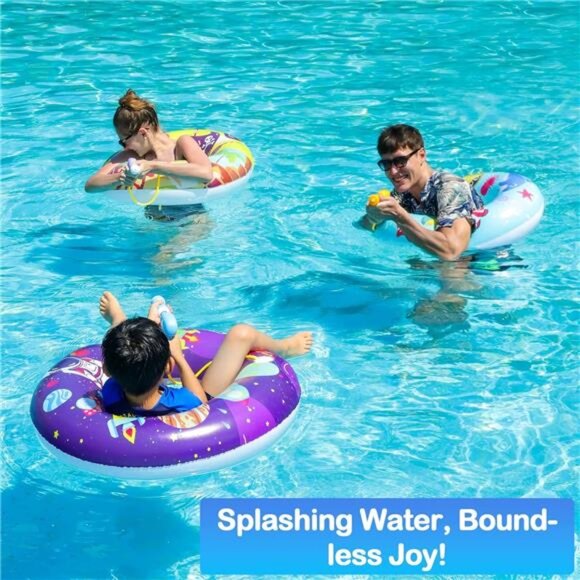 3 Pack Swimming Pool Floats with Water Guns Inflatable‎ Pool Swim Tubes for Kids - Picture 3 of 6